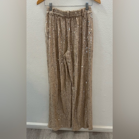 Aknvas Sequin Wide-Leg Pants in Silver - Picture 3 of 4